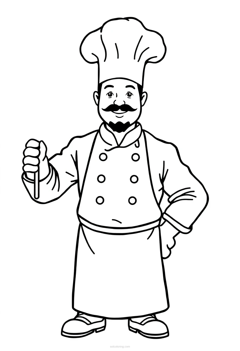 Chef coloring page for kids