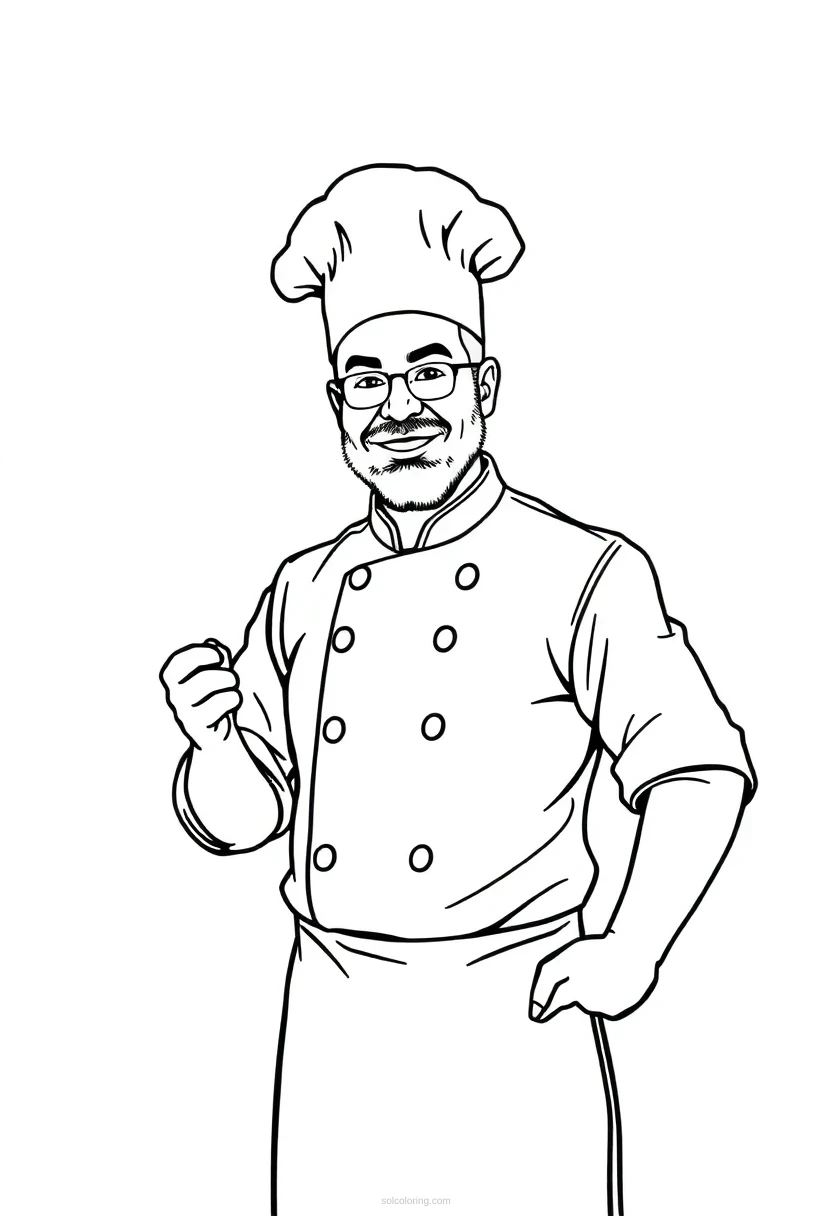 Chef coloring page for kids