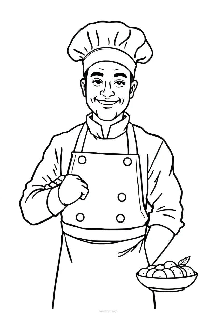 Chef coloring page for kids