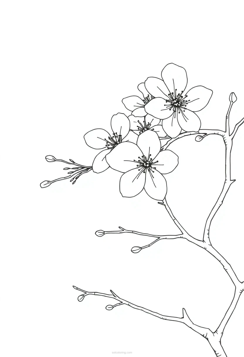 Cherry Blossom coloring page for kids