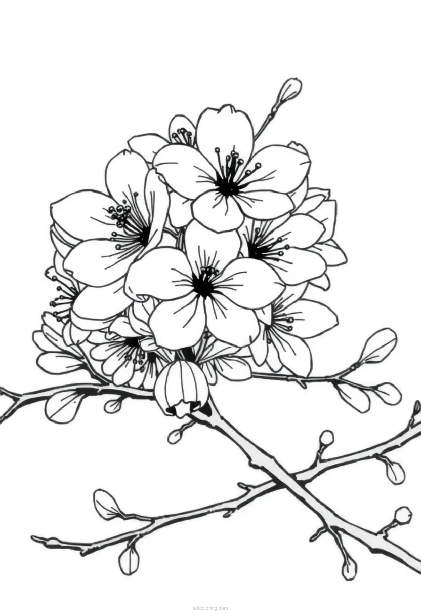 Cherry Blossom coloring page for kids