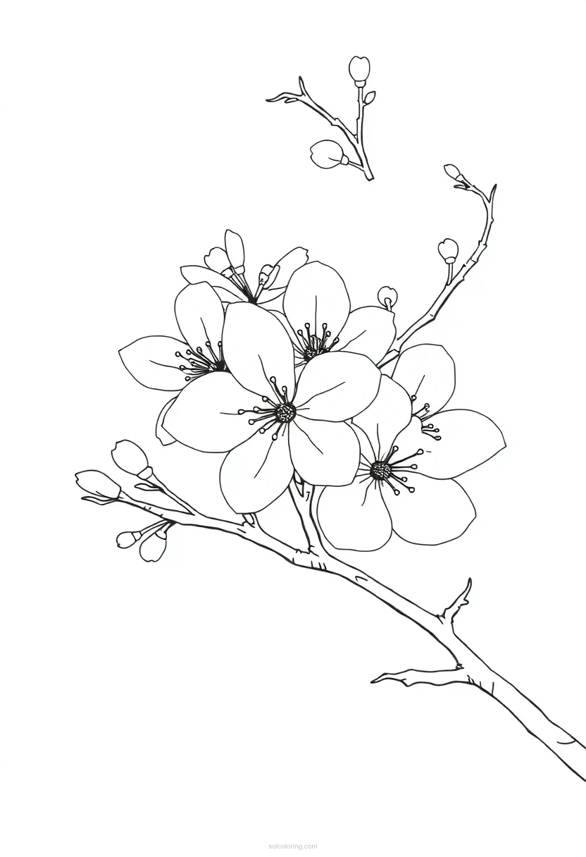 Cherry Blossom Cute Cartoon coloring pages