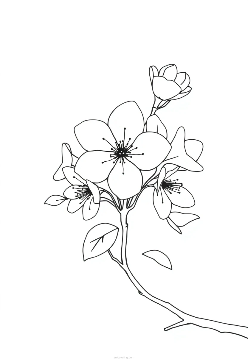 Cherry Blossom coloring page for kids