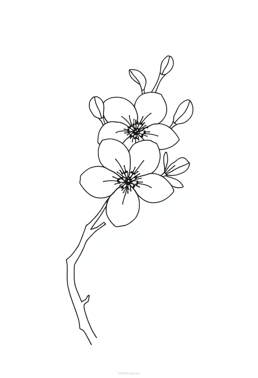 Cherry Blossom coloring page for kids