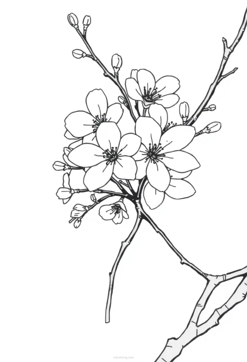 Cherry Blossom coloring page for kids