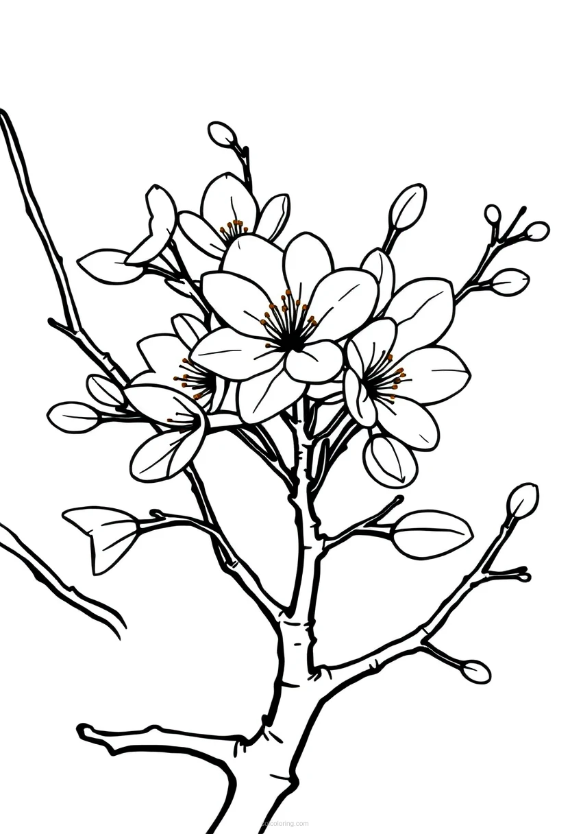 Cherry Blossom coloring page for kids