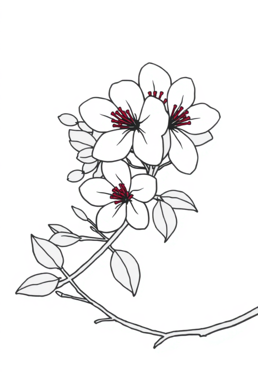 Cherry Blossom coloring page, free printable