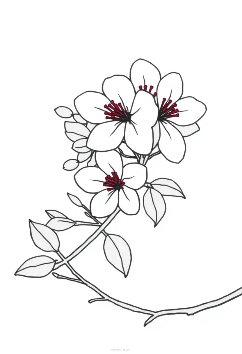 Cherry Blossom coloring page for kids