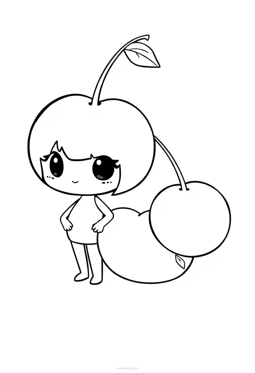Cherry Pair coloring page for kids