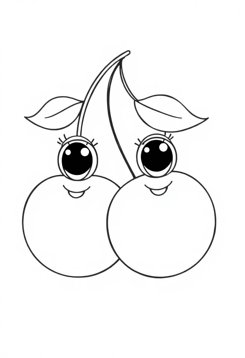 Cherry Pair coloring page, free printable