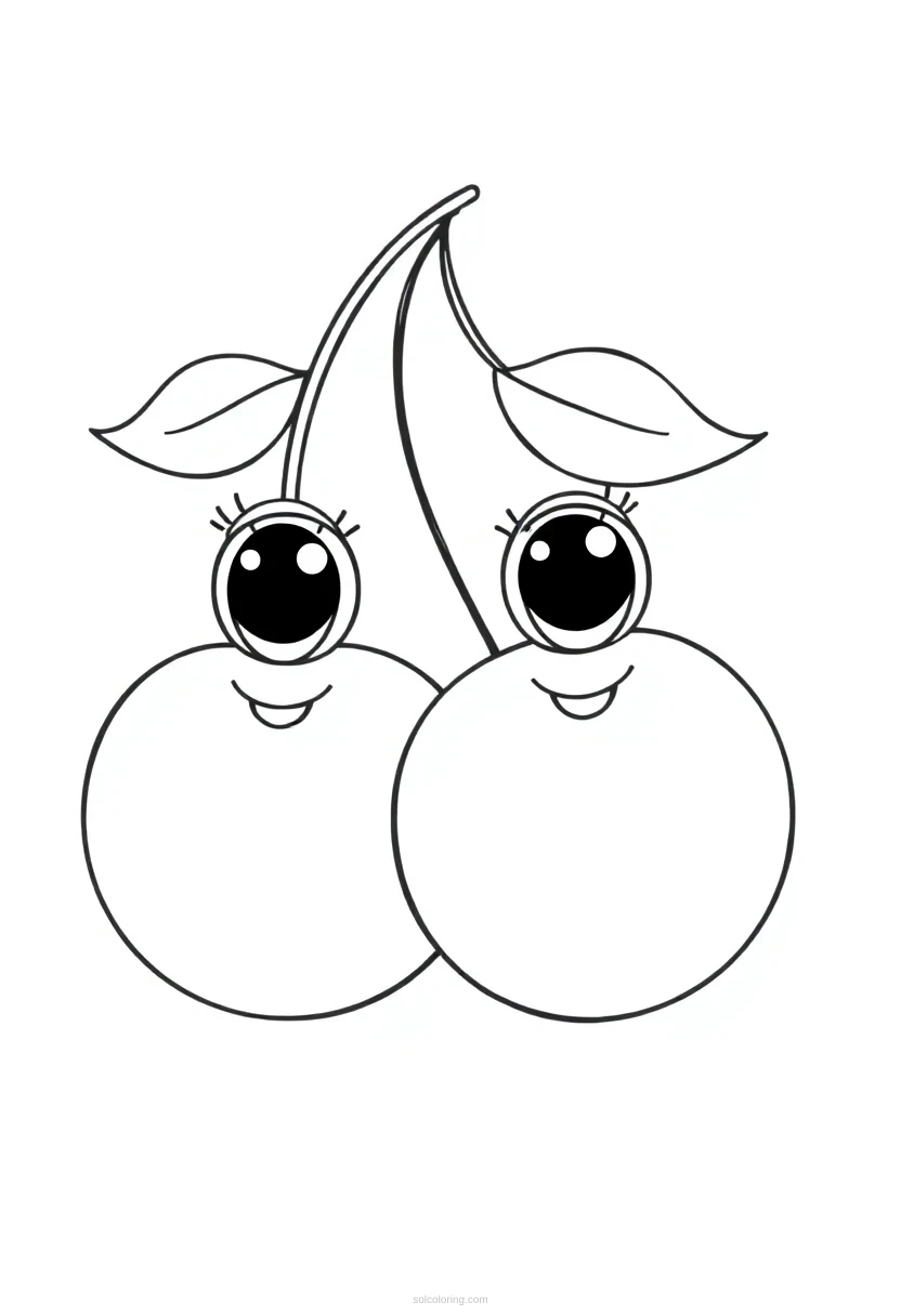 Cherry Pair coloring page for kids