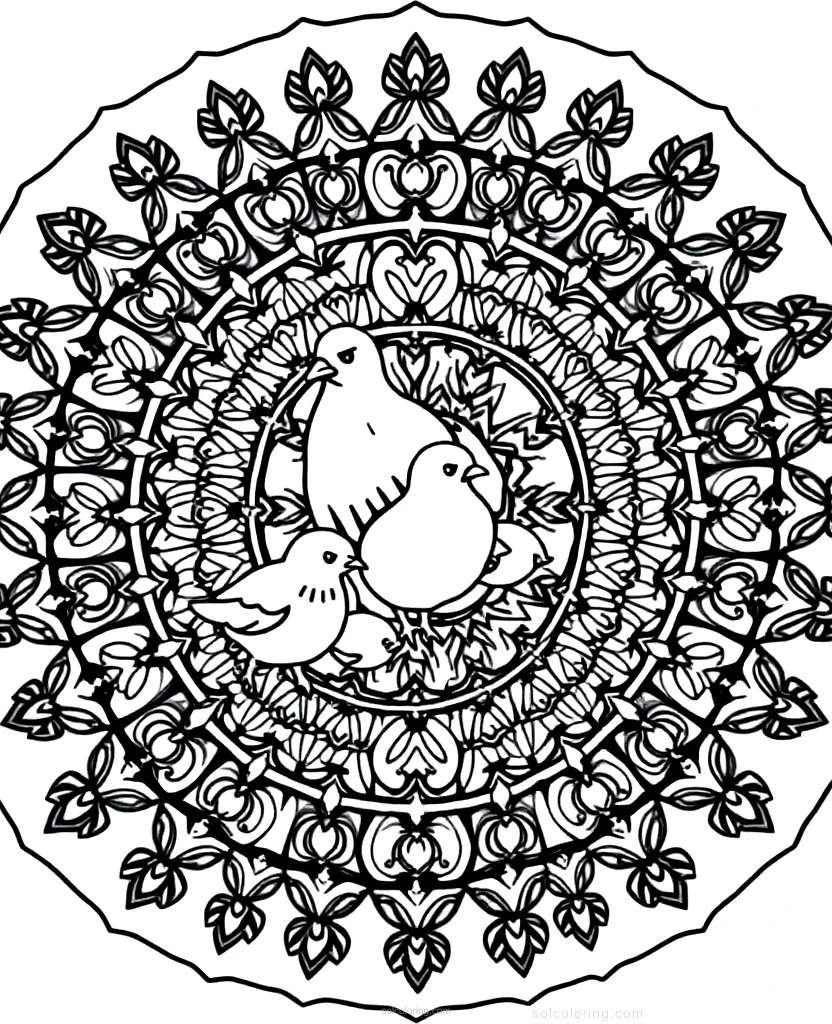 Chicken and Chicks coloring page for kids