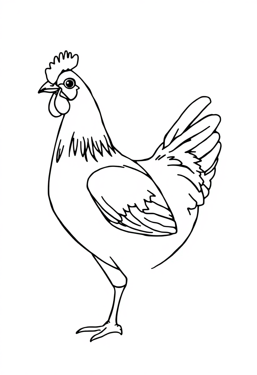Chicken coloring page, free printable