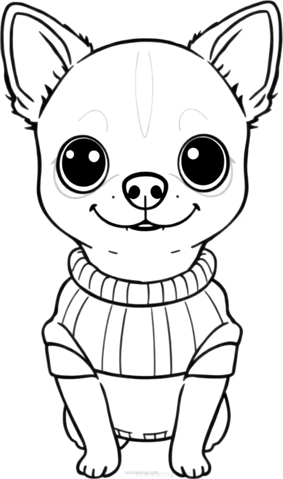 Chihuahua in Tiny Sweater coloring page for kids