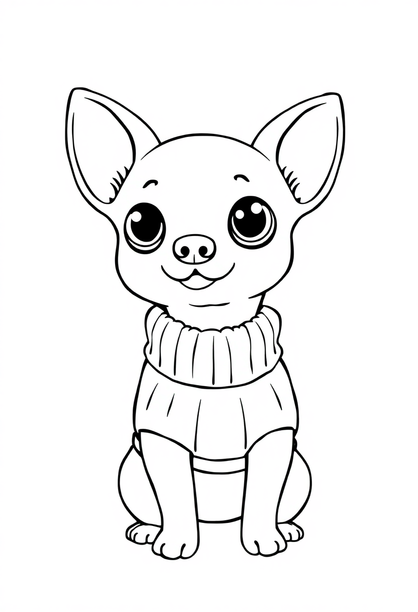 Chihuahua in Tiny Sweater coloring page, free printable