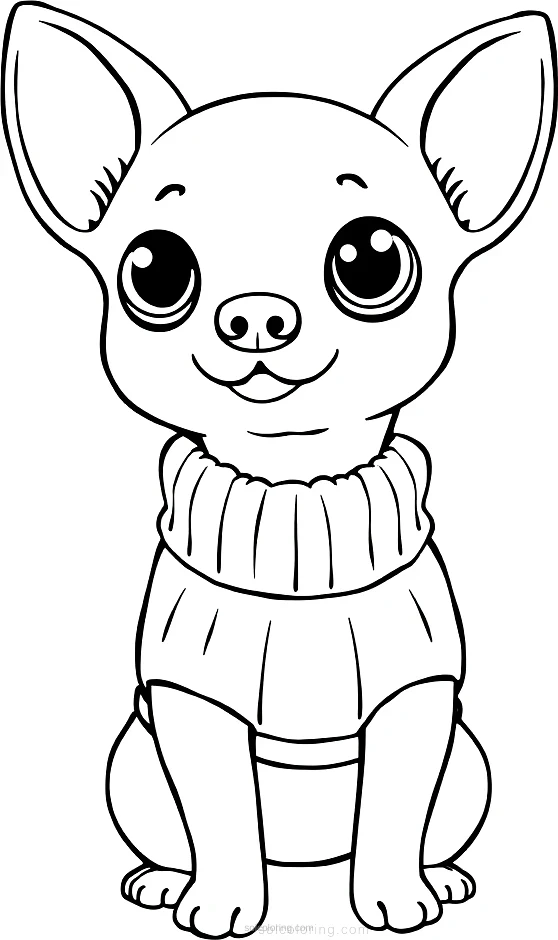 Chihuahua in Tiny Sweater coloring page for kids