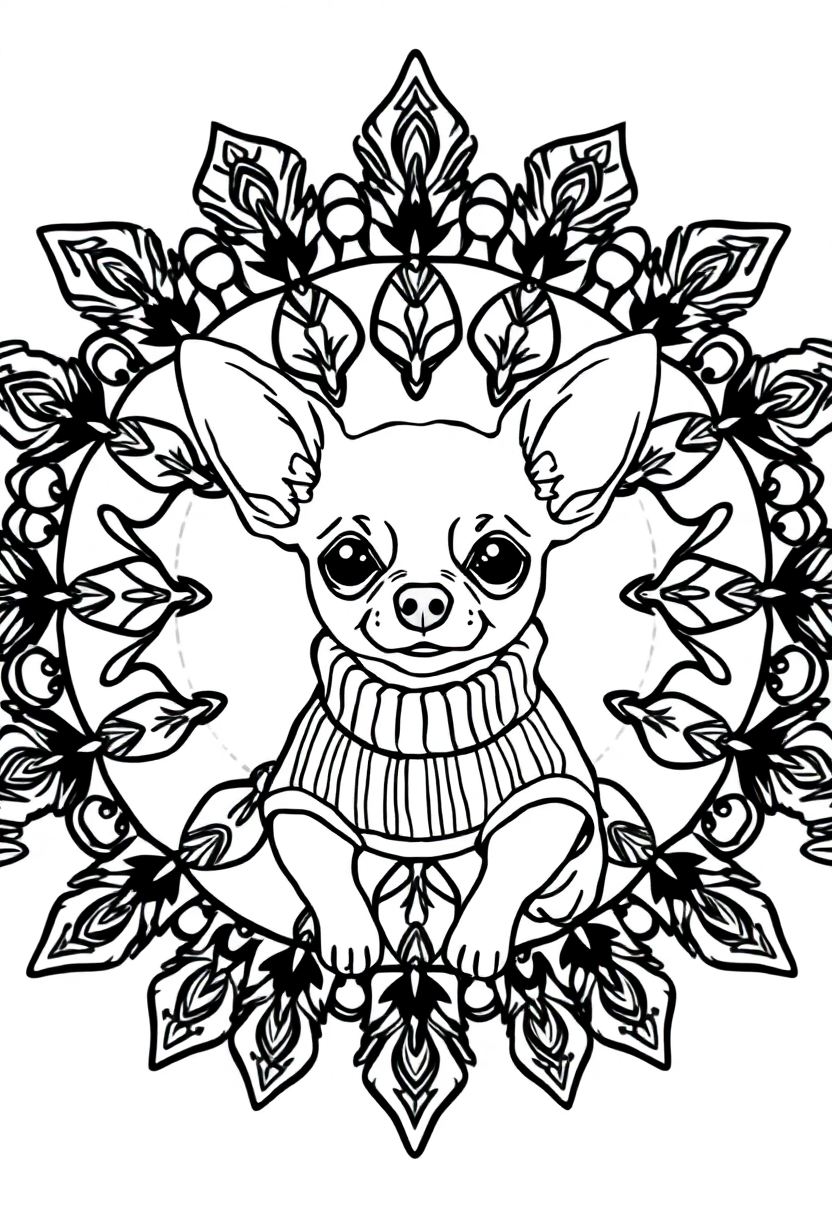 Chihuahua in Tiny Sweater coloring page, free printable