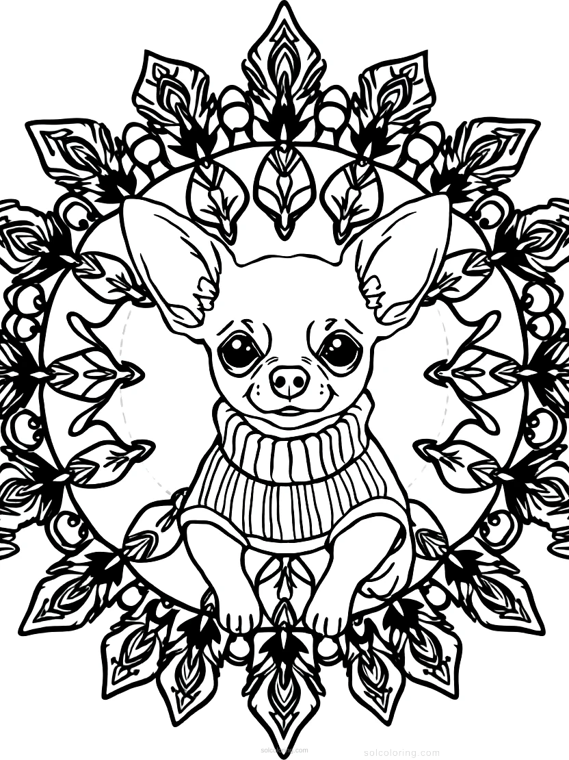 Chihuahua in Tiny Sweater coloring page for kids
