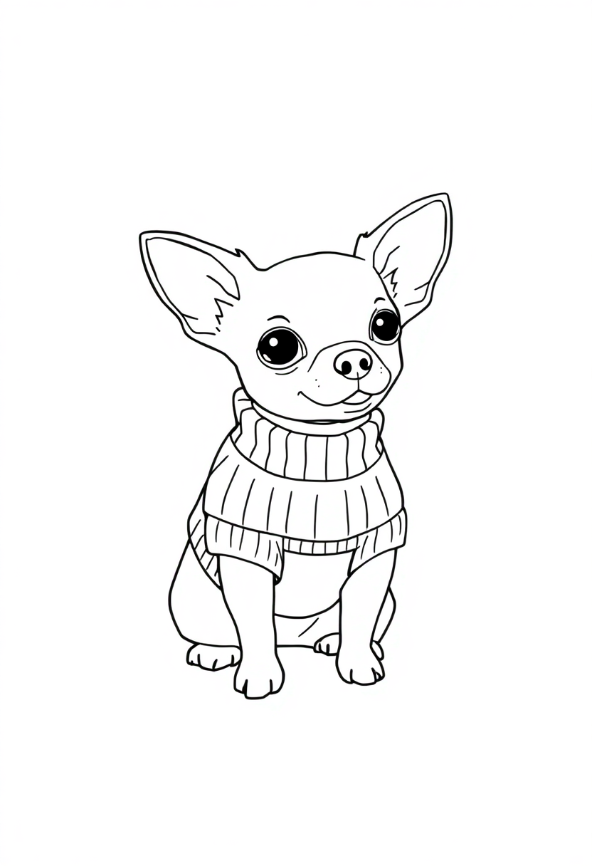 Chihuahua in Tiny Sweater coloring page, free printable