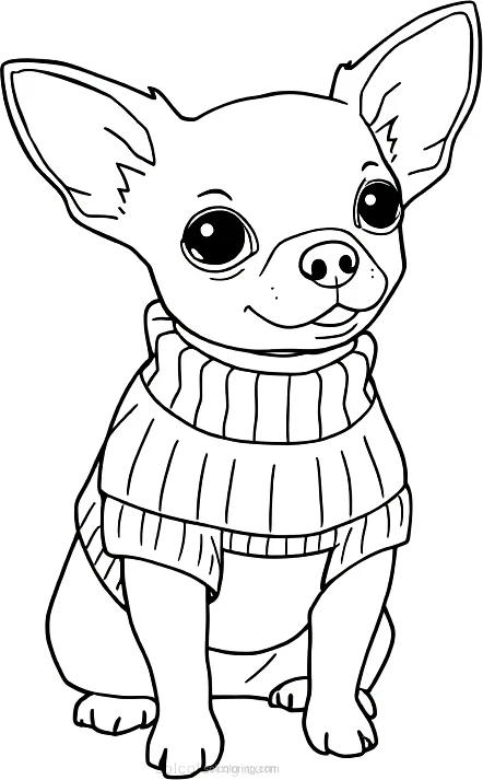 Chihuahua in Tiny Sweater coloring page for kids