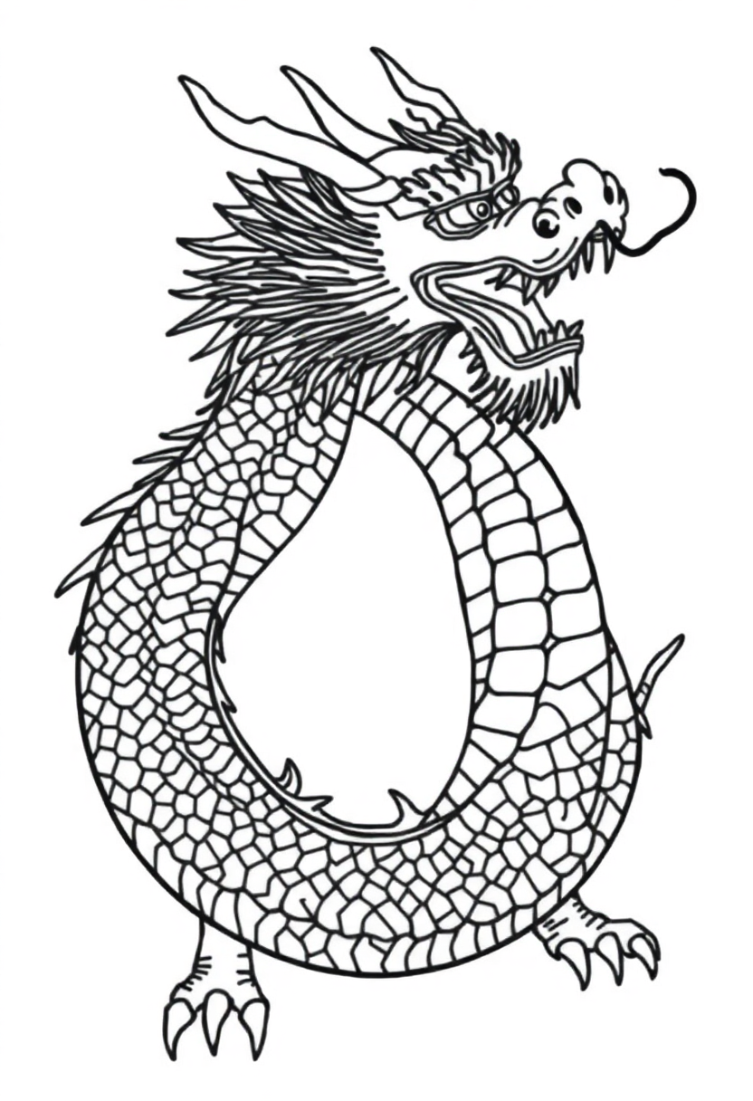 Chinese Dragon coloring page, free printable
