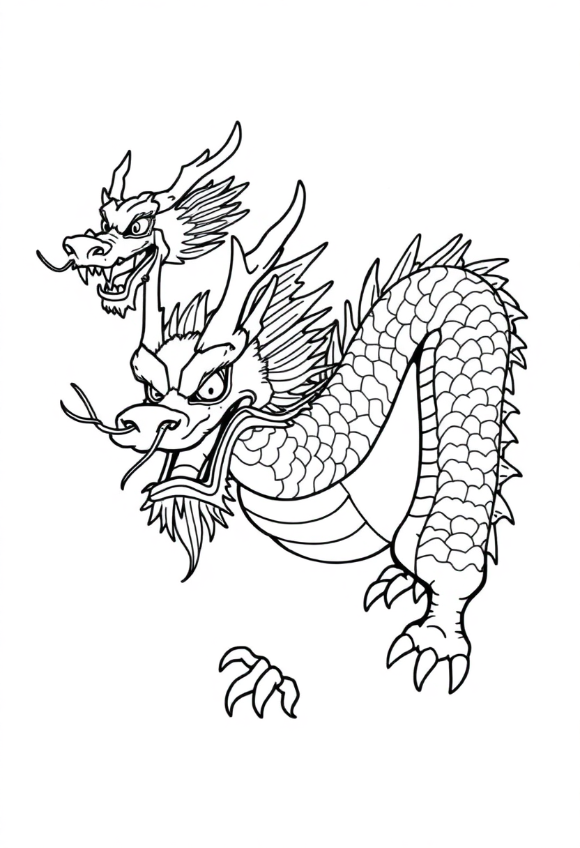 Chinese Dragon coloring page, free printable