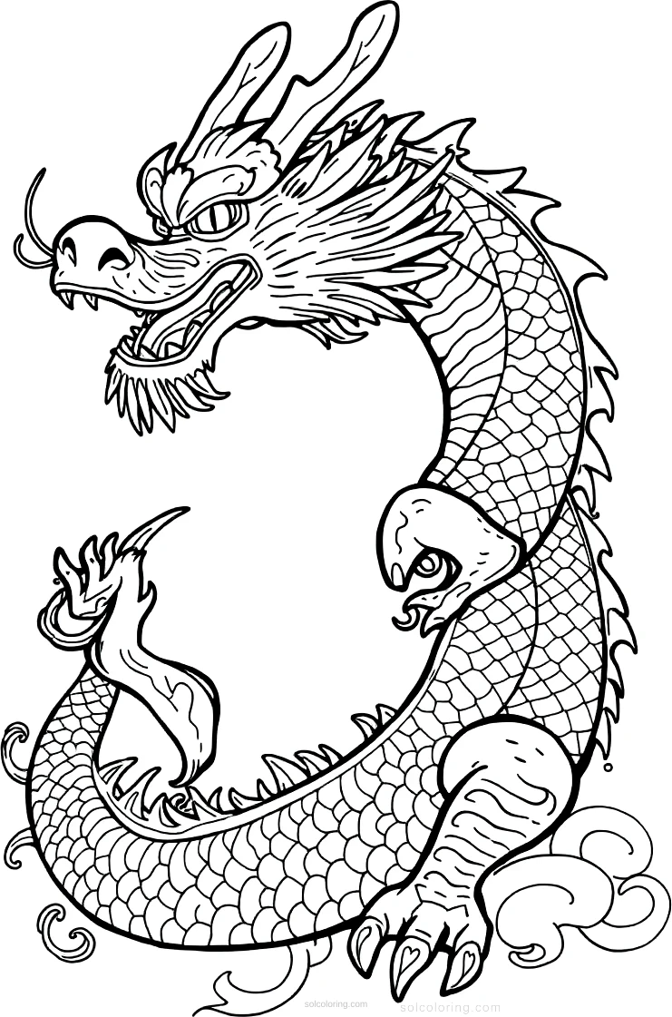 Chinese Dragon coloring page for kids