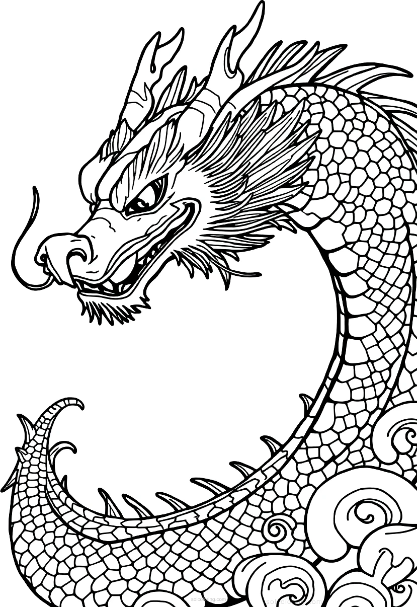 Chinese Dragon coloring page for kids