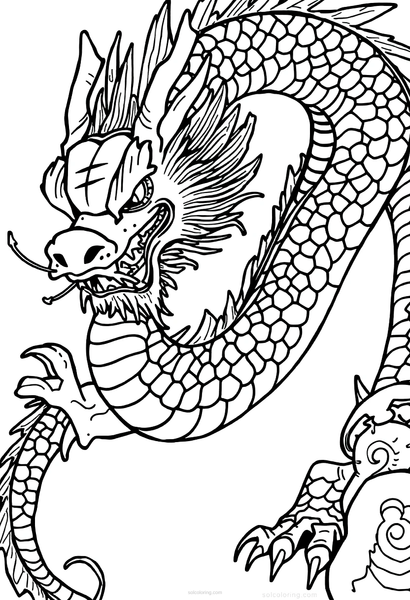 Chinese Dragon coloring page for kids