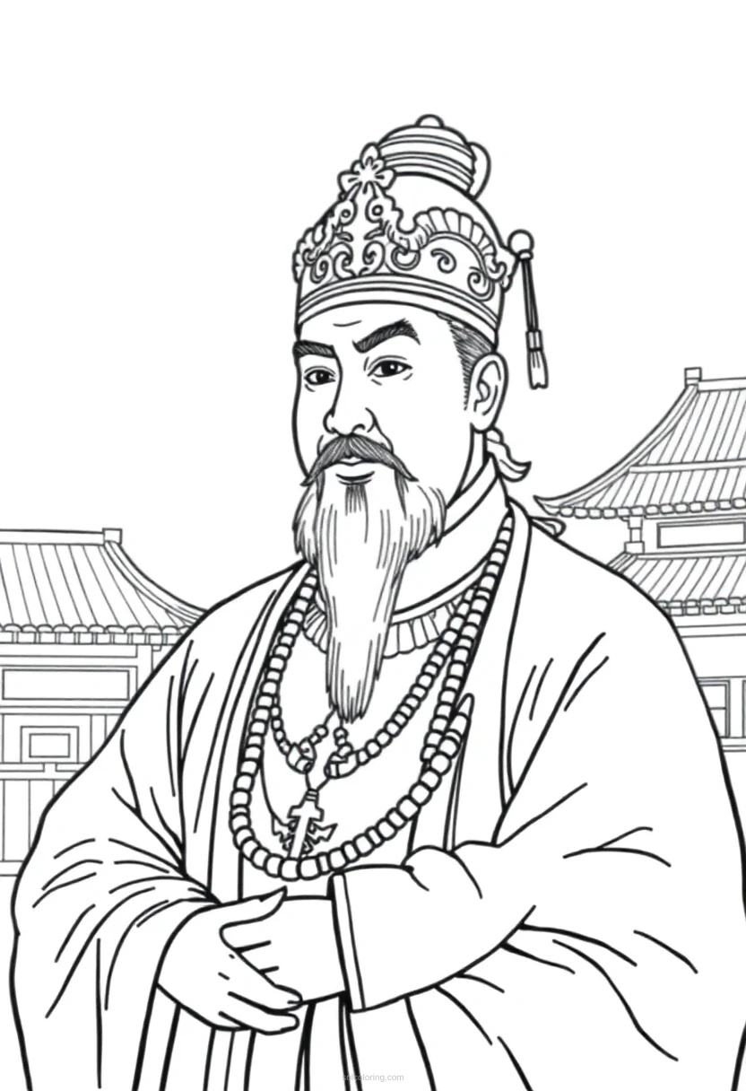 Chinese Emperor coloring page for kids