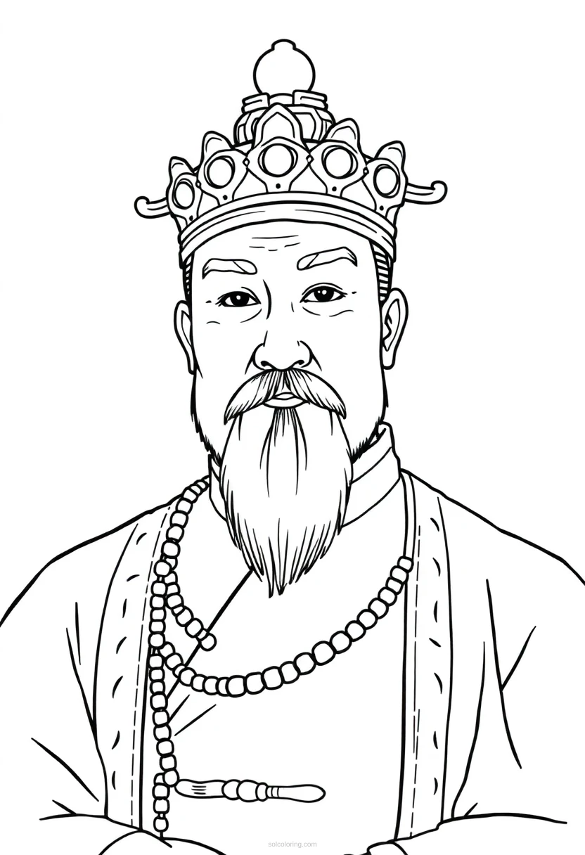Chinese Emperor coloring page for kids