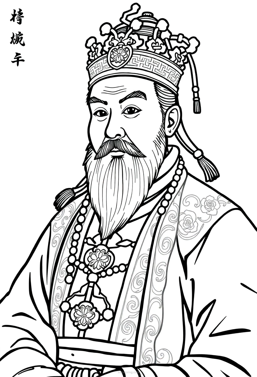 Chinese Emperor coloring page for kids