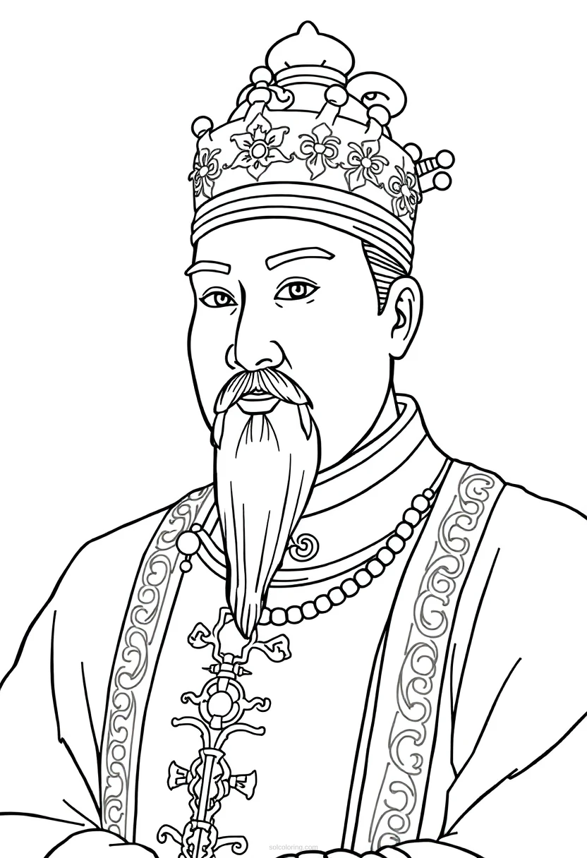 Chinese Emperor coloring page for kids