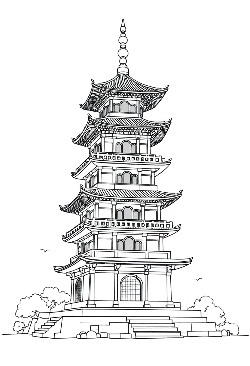 Chinese Pagoda coloring pages