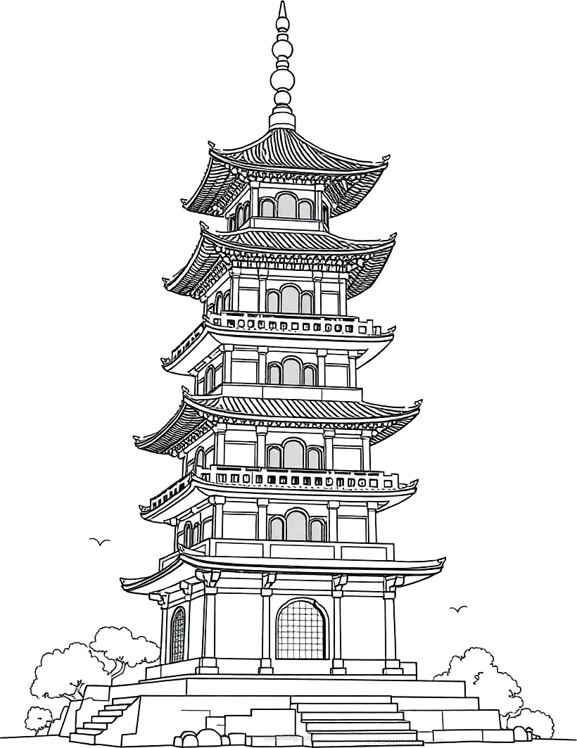 Chinese Pagoda coloring pages
