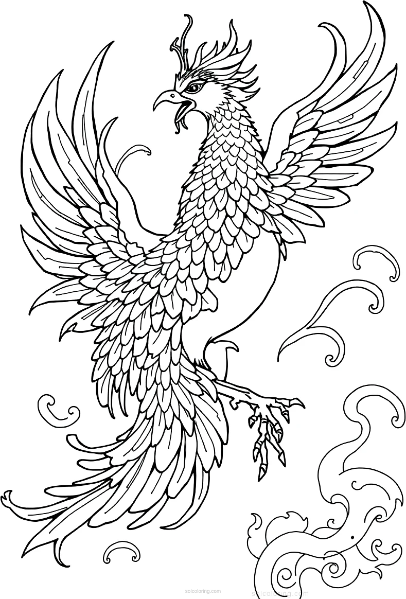 Chinese Phoenix coloring page for kids