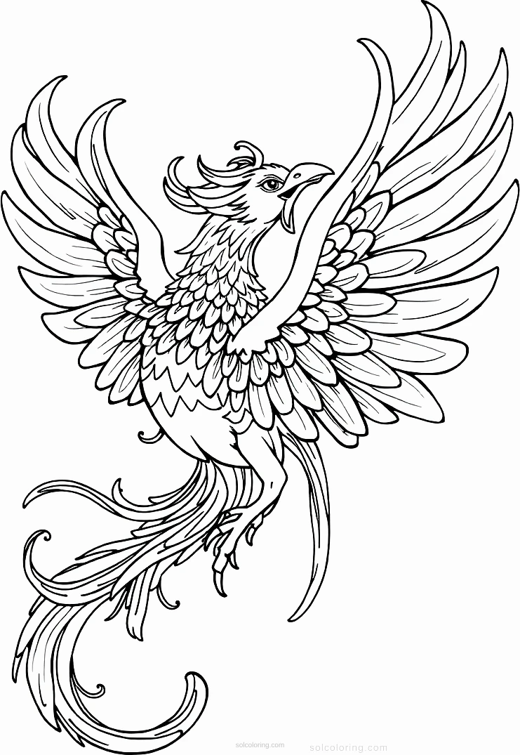 Chinese Phoenix coloring page for kids