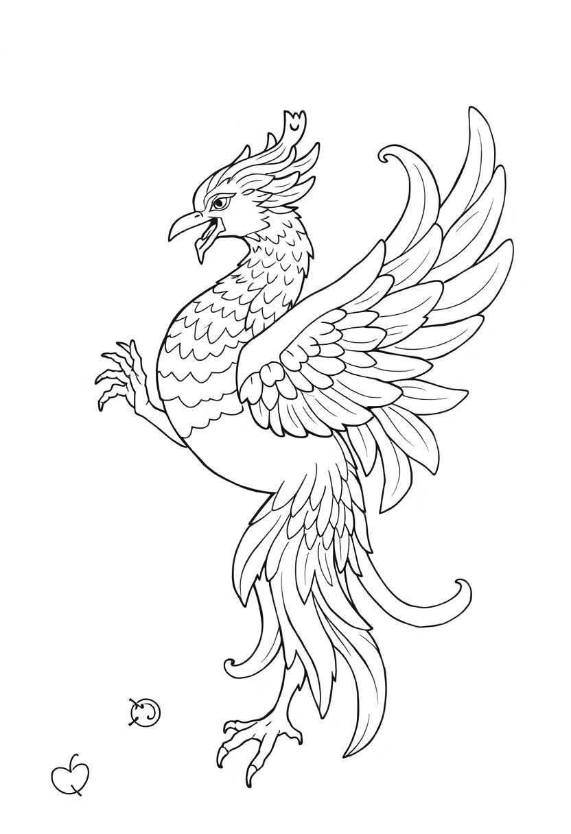 Chinese Phoenix coloring page, free printable