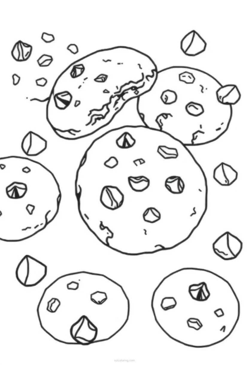 Chocolate Chip Cookies coloring page for kids