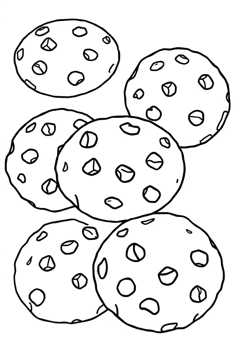 Chocolate Chip Cookies coloring page, free printable