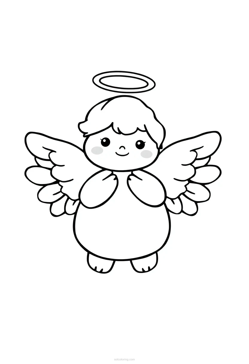 Christmas Angels with Wings coloring page for kids