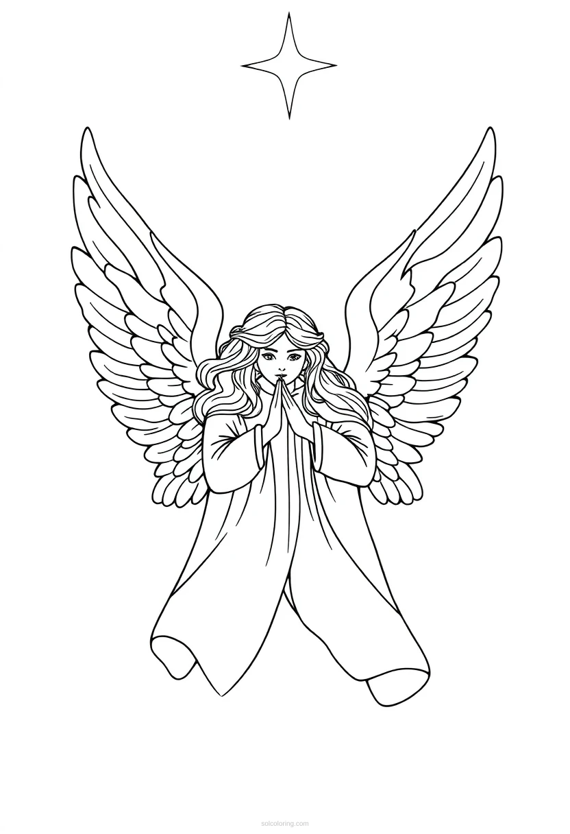Christmas Angels with Wings coloring page for kids
