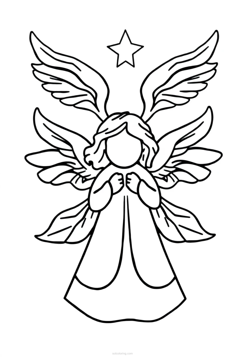 Christmas Angels with Wings coloring page for kids