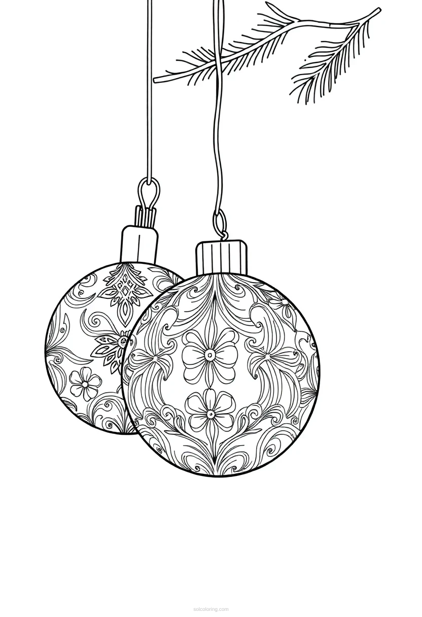 Christmas Ornament Balls coloring page for kids