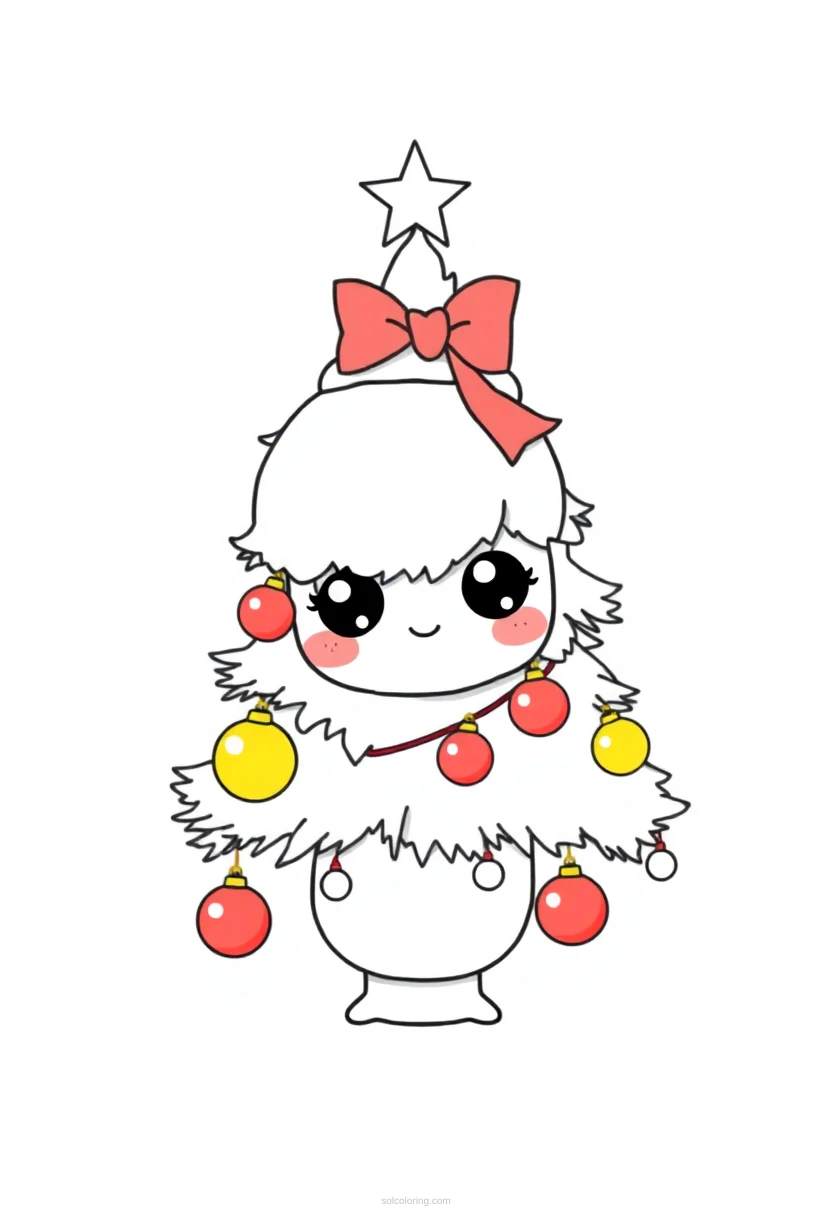 Christmas Tree with Ornaments coloring page for kids
