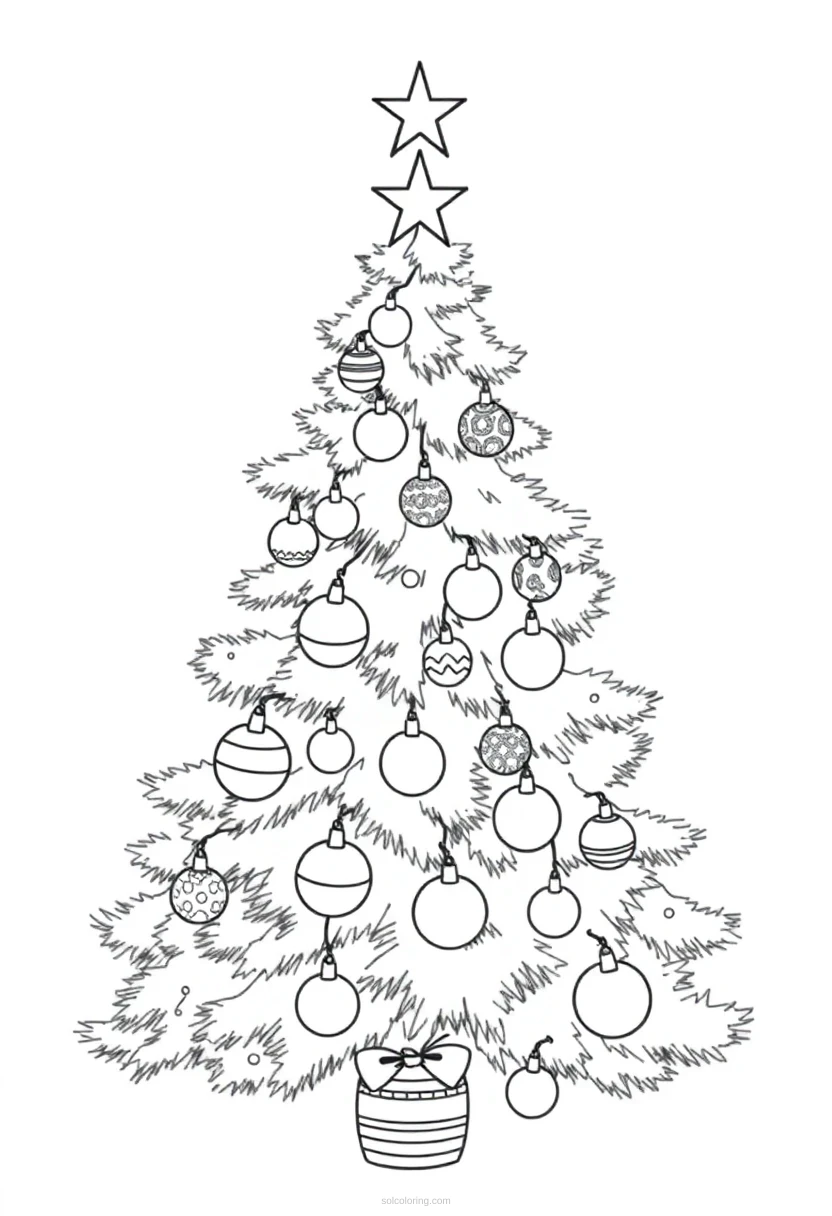Christmas Tree With Ornaments coloring pages