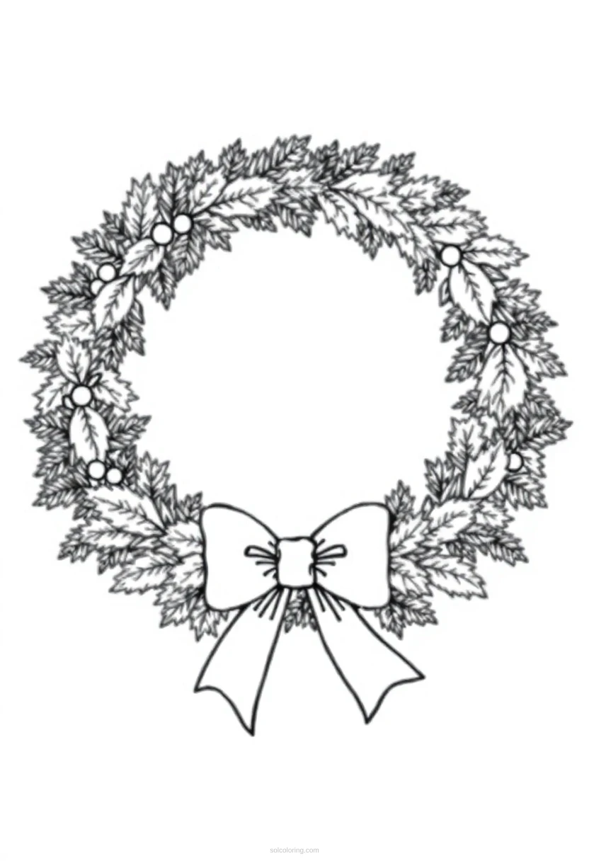 Christmas Wreath With Bow coloring pages