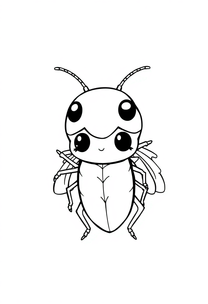 Cicada coloring page, free printable standard style for kids and adults