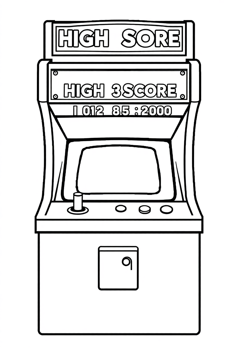 Classic Arcade High Score Screen coloring pages