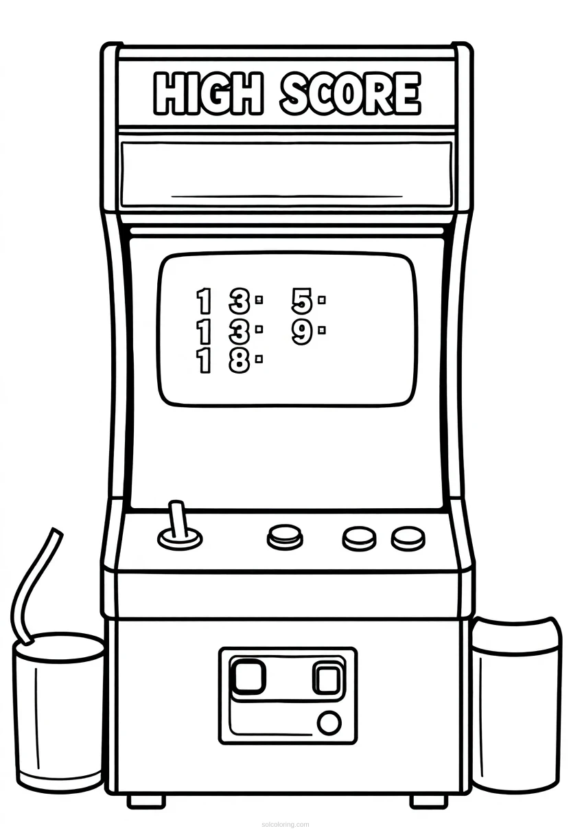 Classic Arcade High Score Screen coloring page for kids